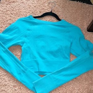 Joy Lab cropped blue workout top